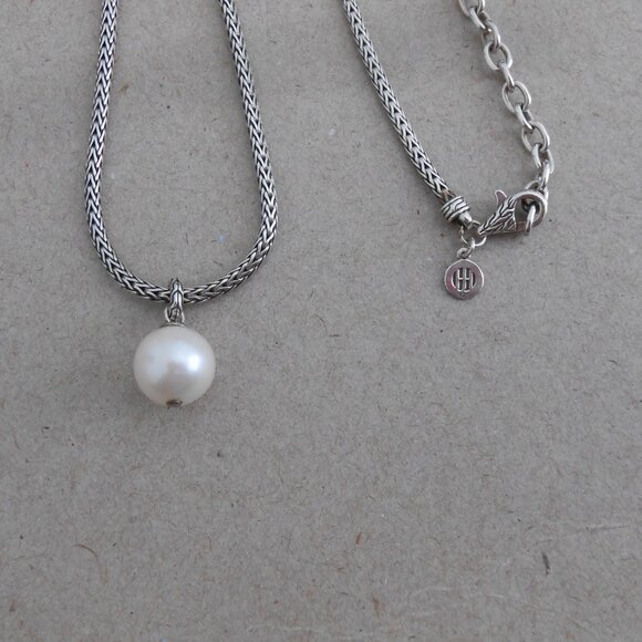 John Hardy Sterling Silver Pearl Pendant 2.5mm Necklace Adj 18" -20" - Picture 11 of 13